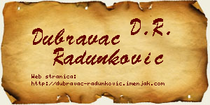 Dubravac Radunković vizit kartica
